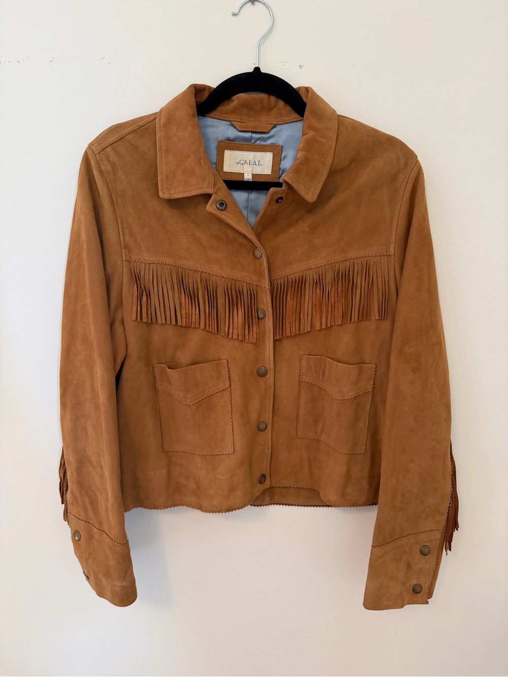THE GREAT. Shrunken Suede Jacket